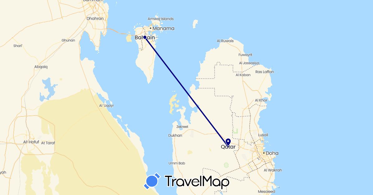 TravelMap itinerary: driving in Bahrain, Qatar (Asia)